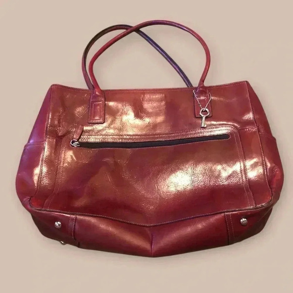 Fossil Red Leather Laptop Bag Great Condition - Picture 2 of 5